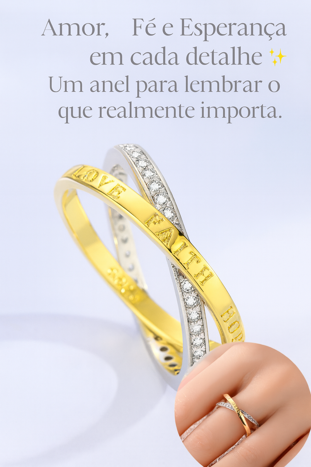 Anel “Love • Faith • Hope”