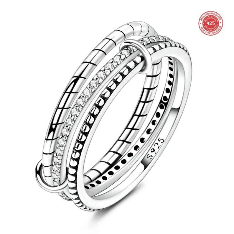 Anel Triplo Estilo Celestial - Joia em Prata de Lei 925 -