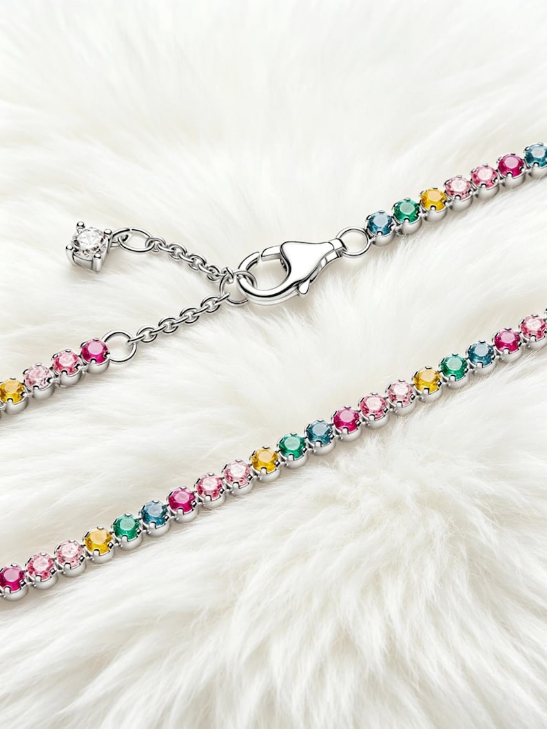 Pulseira Rainbow Tennis em Prata de Lei