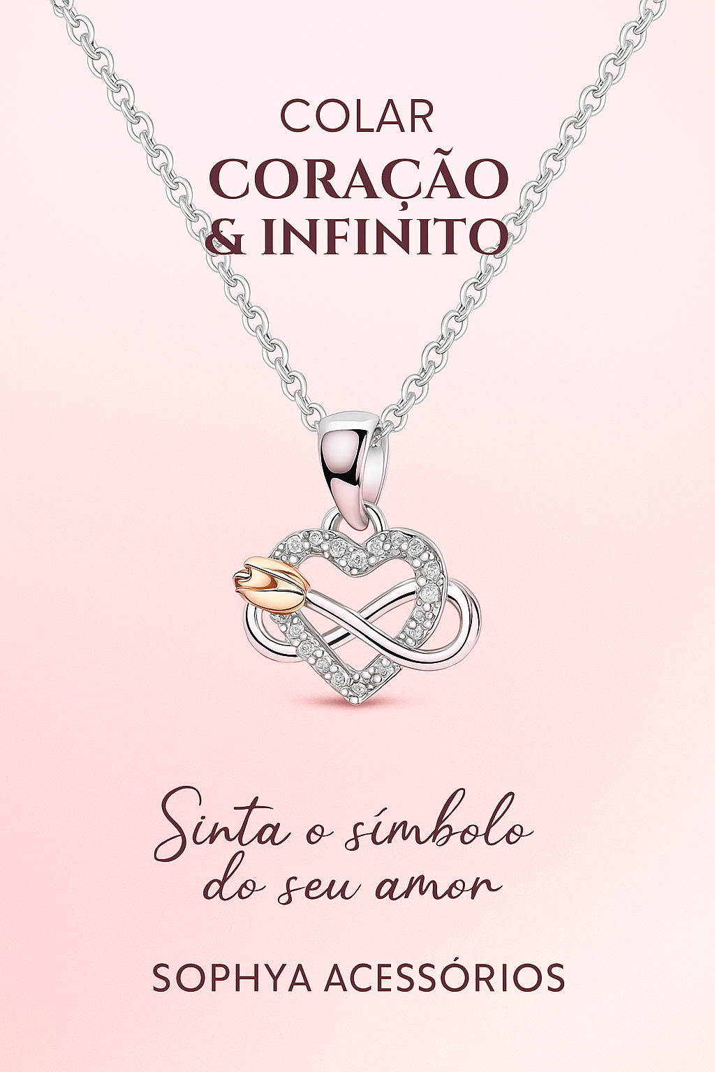 Colar Coração & Infinito – Elegância que simboliza amor eterno