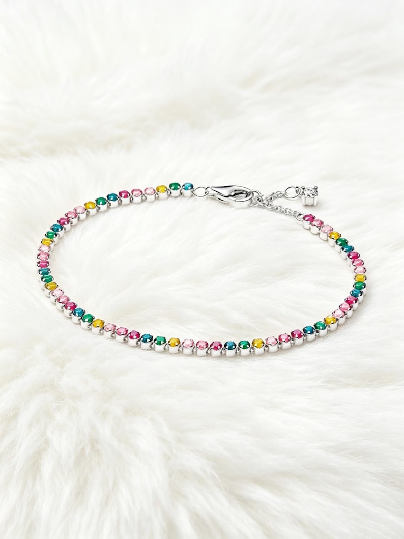 Pulseira Rainbow Tennis em Prata de Lei