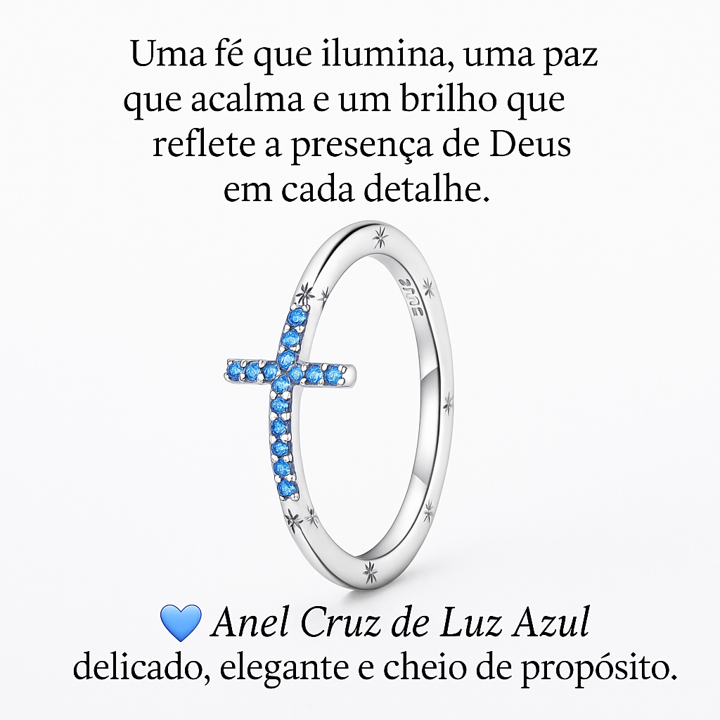 Anel Cruz de Luz Azul