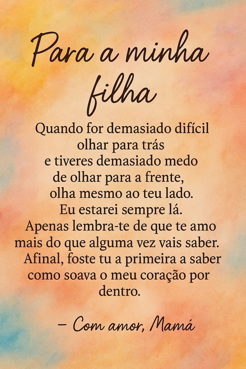 Onde quer que vás, levas o meu amor contigo – Colar para Filha