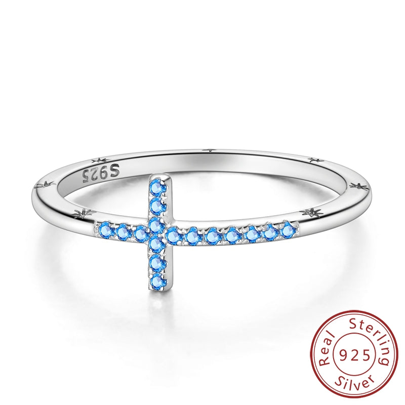 Anel Cruz de Luz Azul