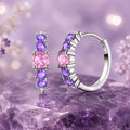 Brincos de argola em prata de lei 925 com ametista roxa, brincos elegantes