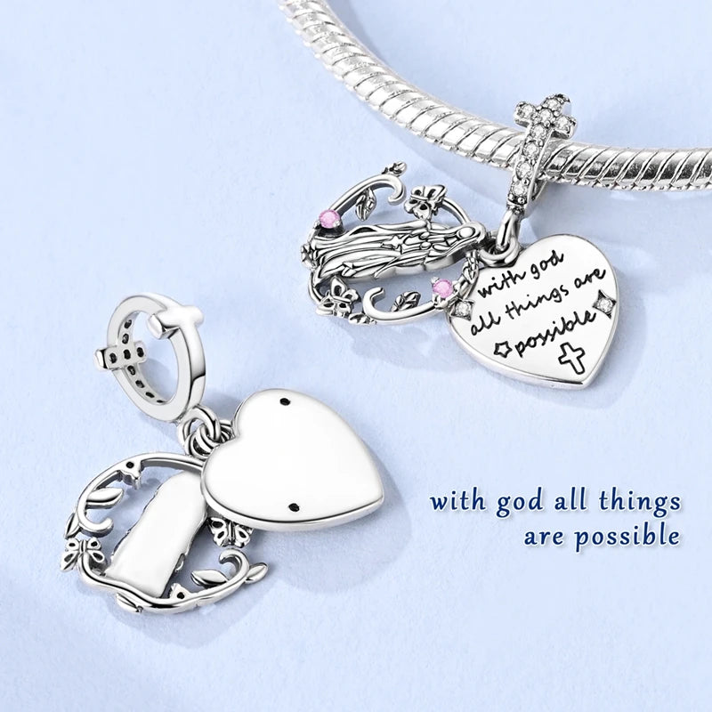 Pingente Coração da Fé com Cristais Rosa – Prata 925